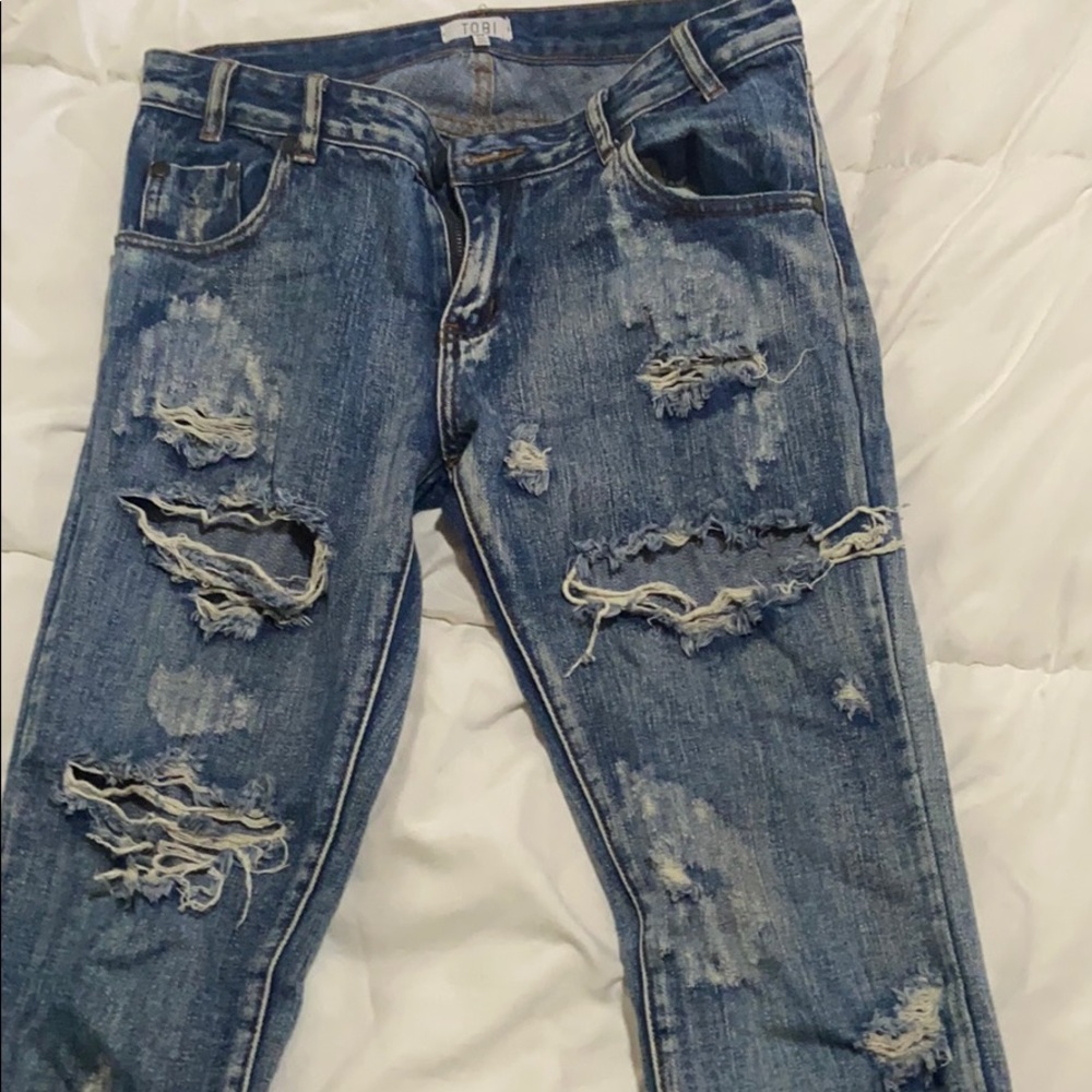 Straight leg distressed tobi jeans